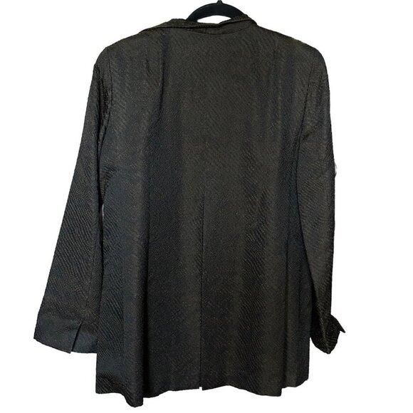 Eileen Fisher Dress Jacket Open Front Textured‎ Silk Blend Brown Black Sz M VTG - Picture 3 of 9